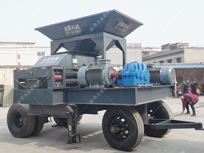 2PG1200x800大型移動(dòng)式對(duì)輥破碎機(jī)發(fā)貨 破碎石灰石