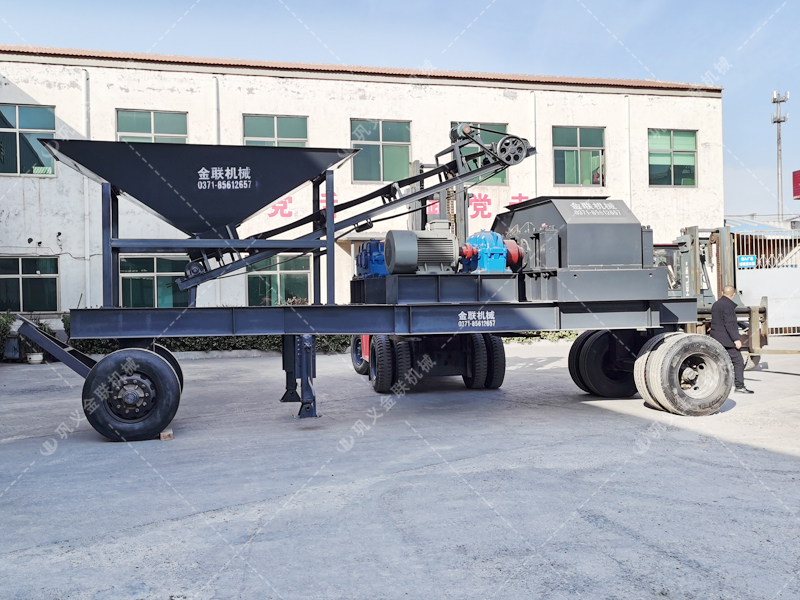 2PG1200x800大型移動(dòng)式對(duì)輥破碎機(jī)發(fā)貨 破碎石灰石